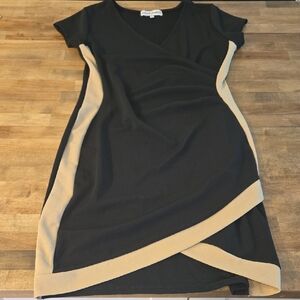 Almost Famous Black and Tan Asymmetrical Dress
